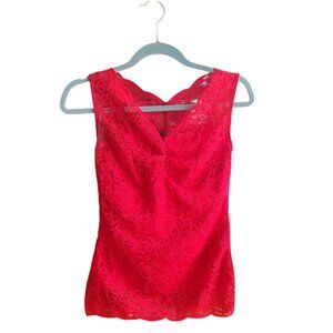Suzy Shier Red Lace Sleeveless Top